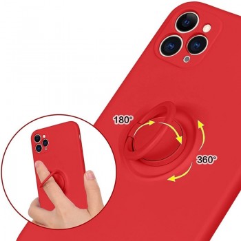 Vennus švelnaus silikono dėklas su žiedu - raudonas (telefonui Apple Iphone 13 Pro) Vennus švelnaus silikono dėklas su žiedu - raudonas (telefonui Apple Iphone 13 Pro)